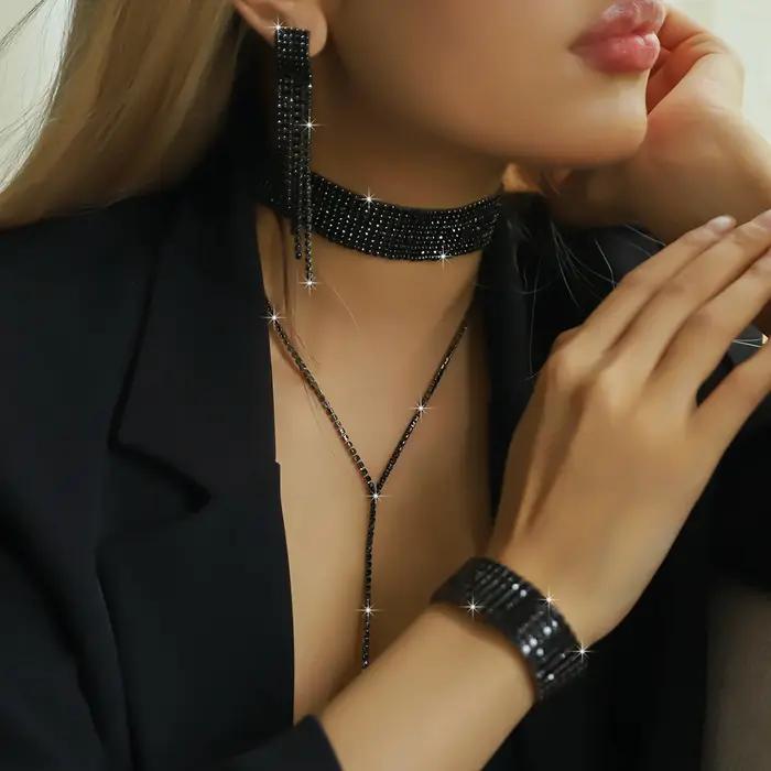 Ensemble de bijoux à pampilles simples et à la mode pour femmes, style de luxe léger et accessoire haut de gamme