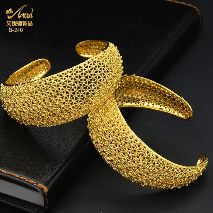 ANIID Dubai bijoux manchette bracelet cadeaux de fête de mariage femmes arabes Bracelets porte-bonheur indien 24K