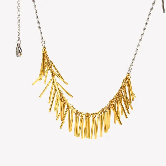 Collier Ligne Gland Exagéré en Acier Inoxydable Plaqué Or 18 Carats pour Femmes Soirées Élégantes Occasions Spéciales