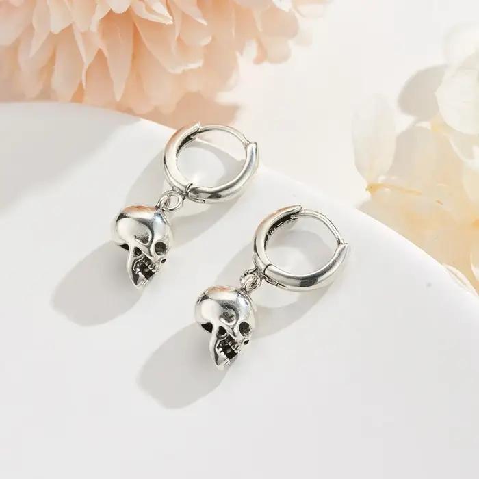 REETI 925 boucles d'oreilles en argent Sterling crâne goutte boucle d'oreille créative chaude Sexy bijoux pour les femmes cadeau personnalisé