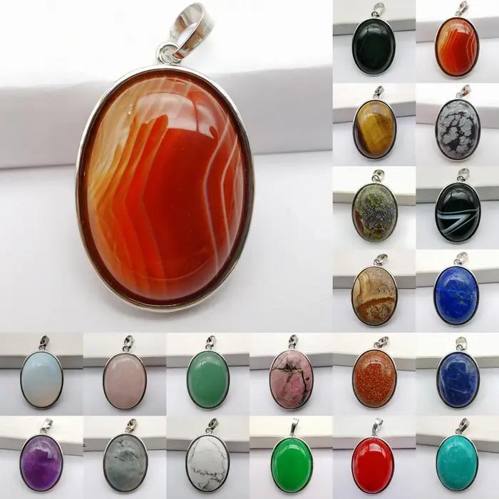 Pendentif en pierres précieuses rhodonite œil de tigre cristal opale obsidienne labradorite sodalite lapis lazuli aventurine verte pour femme occasions spéciales