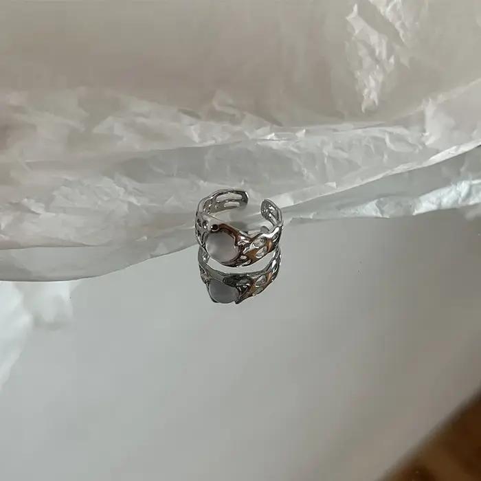 Bague ovale Vintage couleur argent rouge pour femmes