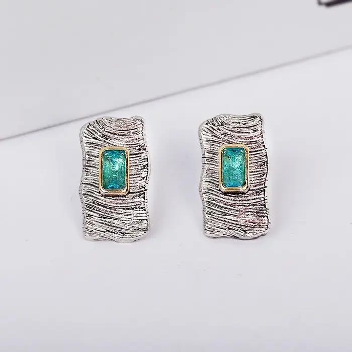 Boucles d'Oreilles Rétro en Argent Naturel pour Femme