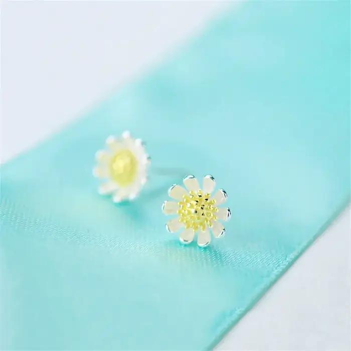 Ensoleillé belle fleur mode une paire 925 en argent Sterling boucle d'oreille accessoires de luxe bijoux cadeau pour les femmes boucles d'oreilles