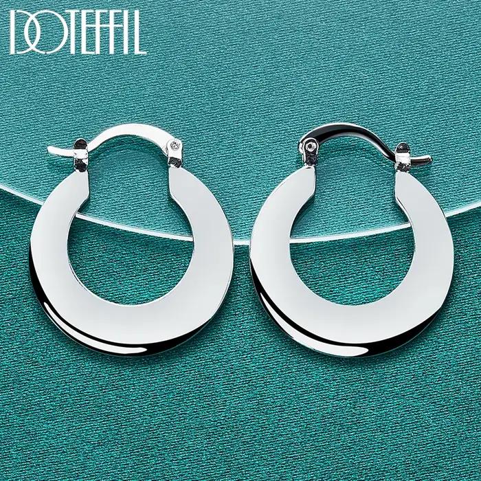 DOTEFFIL 925 en argent Sterling boucle d'oreille lisse pour femme mariage fiançailles fête mode charme bijoux