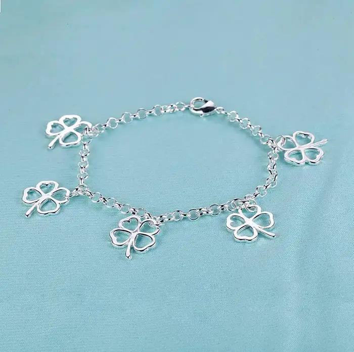 Bracelets en argent Sterling 925 feuilles pour femmes et hommes