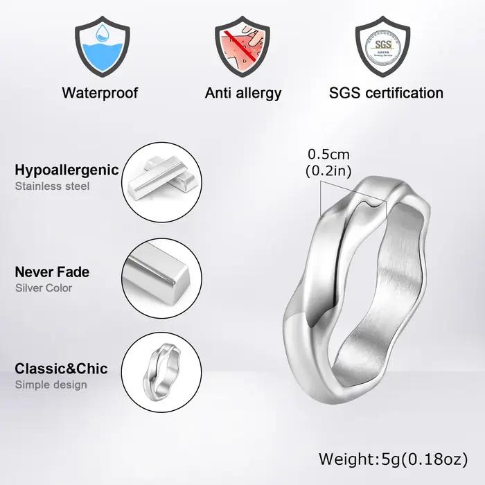 Vnox-Bague de doigt en acier inoxydable pour hommes et garçons