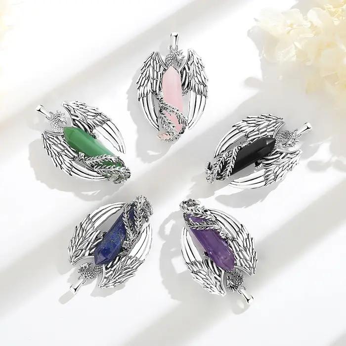 Eudora Phoenix-Collier Prismatique en Obsidienne Hexagonale