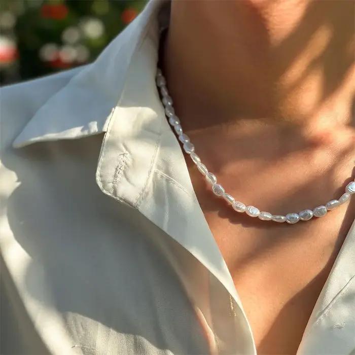Collier de perles aliennes baroques pour hommes et femmes