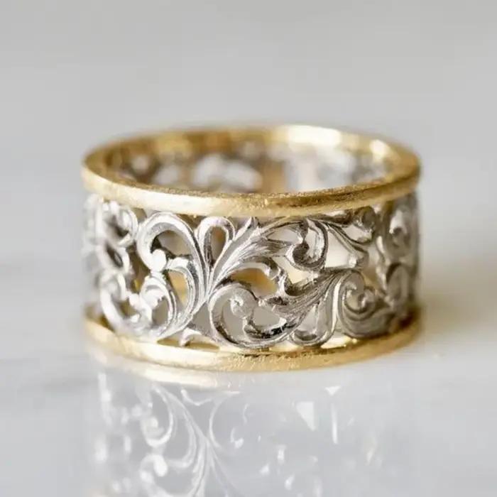 Bague élégante de luxe bicolore en cuivre pour femme