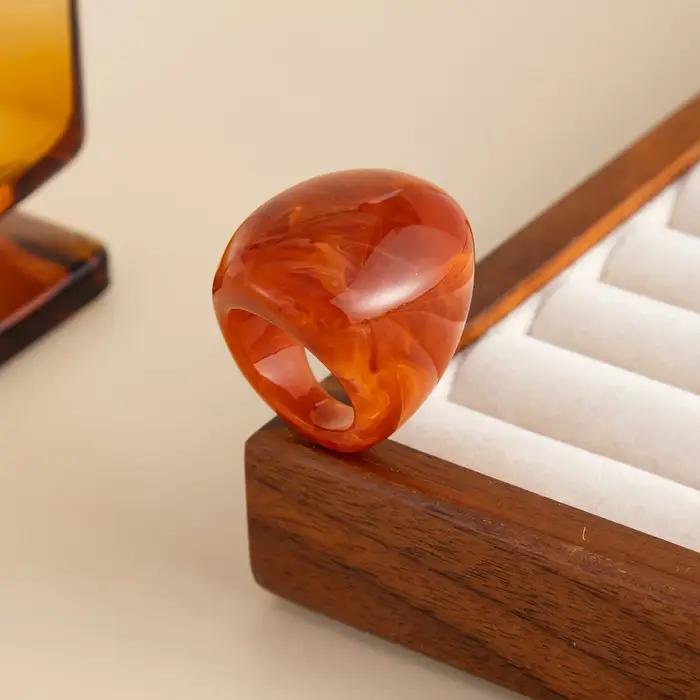 Bague de phalange surdimensionnée et audacieuse en résine multicolore, étanche, ovale, grande et mas