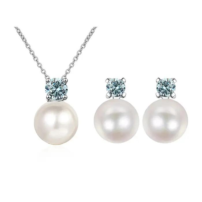 PomerceJelly-Ensemble de bijoux Moissanite avec collier et boucles d'oreilles en argent regardé 925 GRA