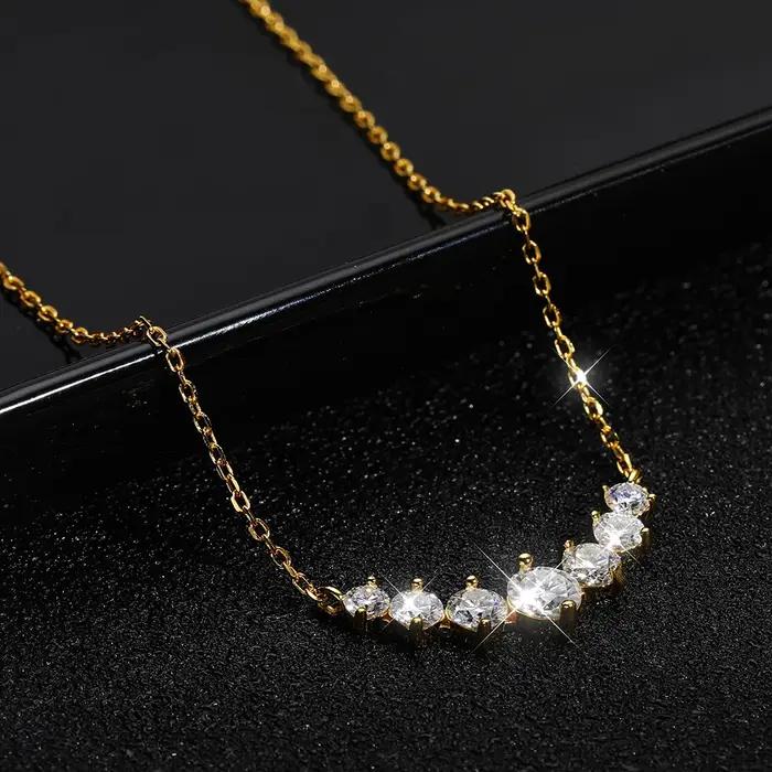 KNOBSPIN D VVS1 Moissanite pendentif colliers pour femmes à la mode bijoux de fête certifié GRA 925 argent plaqué or jaune collier