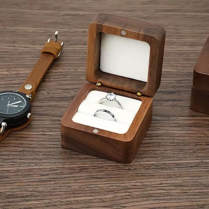 Boîte à matiques en bois pour amoureux, présentoir à bijoux, porte-bague pour proposition, fiançailles, mariage, cadeau d'amour des travailleurs du mariage doré