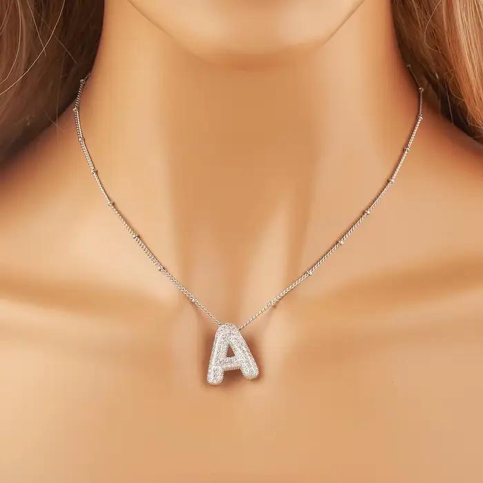 Collier en zircon scintillant avec initiales personnalisables pour femmes, cadeau d'occasion spéciale, design classique, finition durable, ajustement confortable