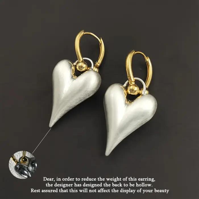 Bijoux fantaisie, boucles d'oreilles pendantes en forme de cœur en émail