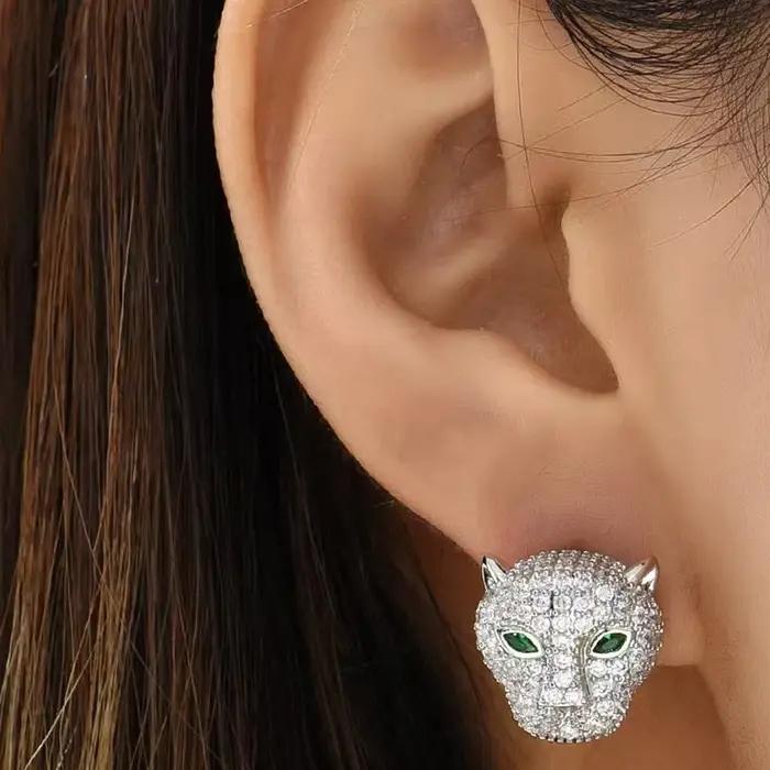Boucles d'oreilles en cuivre zircone cubique animal print élégantes pour femmes hiphop rock soirée gala