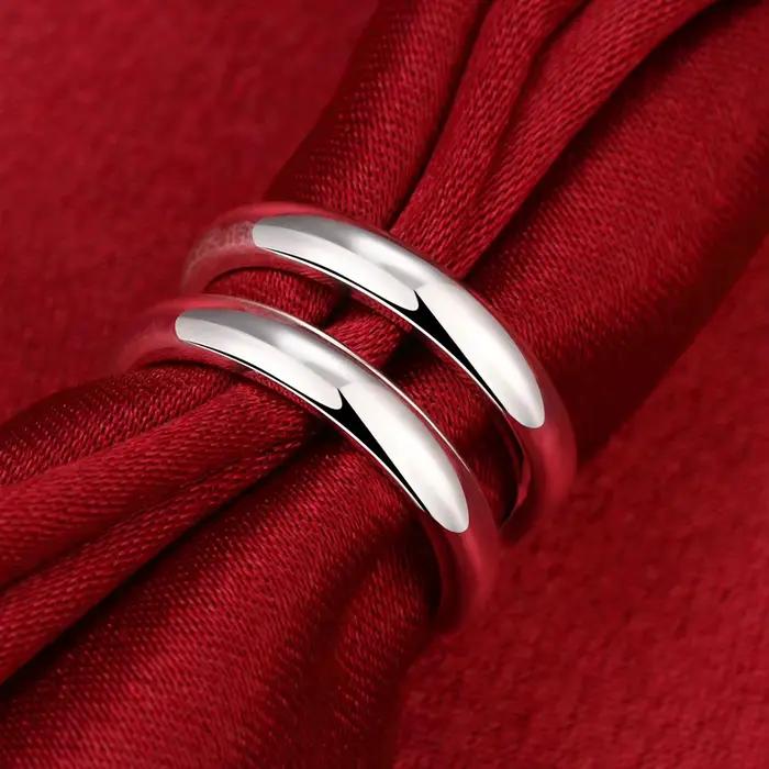 Bague de fiançailles ouverte en argent sterling 925 pour femmes et hommes