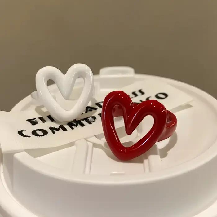 Bague rétro en acrylique d'amour irrégulier pour femmes