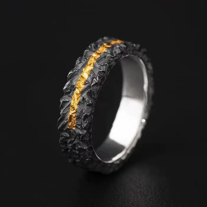 Bague rétro à texture craquelée