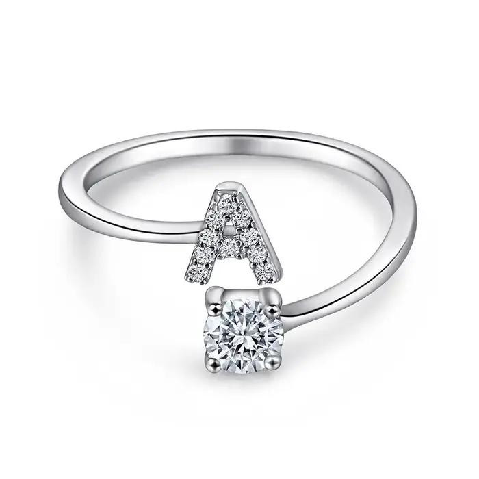 Bagues initiales en argent sterling 925 pour femmes et filles