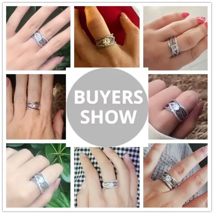 Nouveauté authentique 925 en argent Sterling femmes anneaux blanc/noir zircone bagues