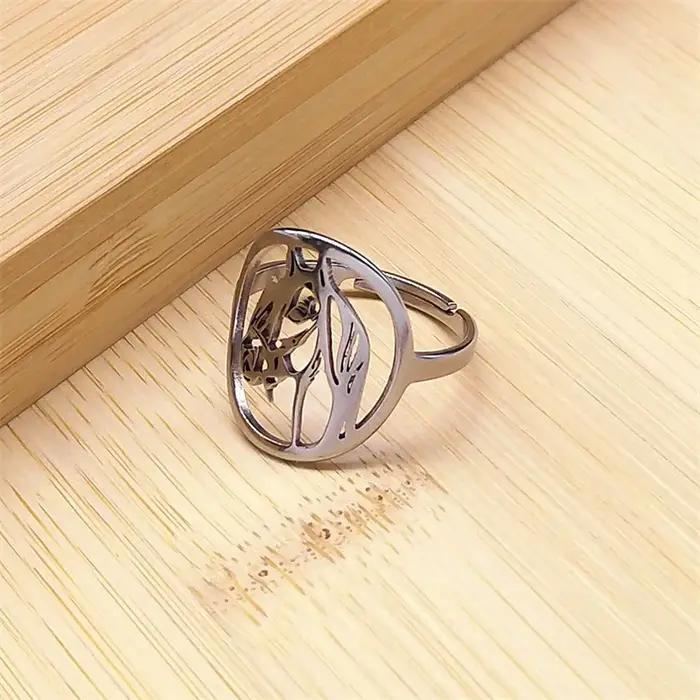 AFAWA cheval anneaux pour femmes hommes acier inoxydable couleur argent Animal ouverture réglable anneau