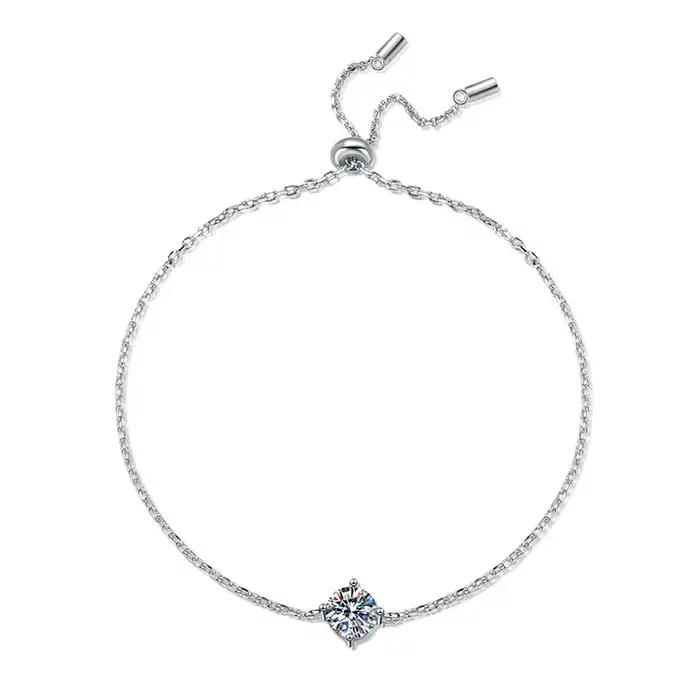 Bracelets Smyoue 1CT 6,5 mm en zircon/moissanite pour femmes, chaîne classique réglable, diamant de