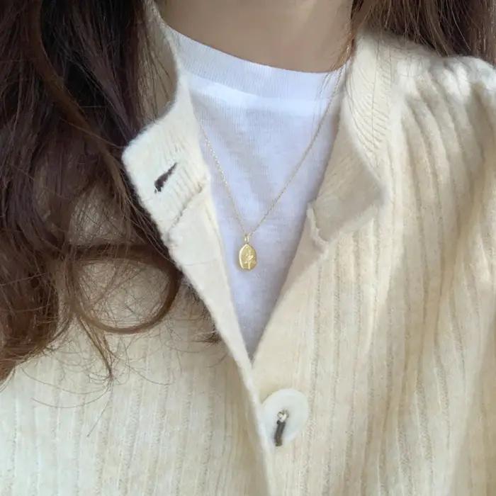 ANENJERY – collier ovale en forme de fleur de Rose pour femmes