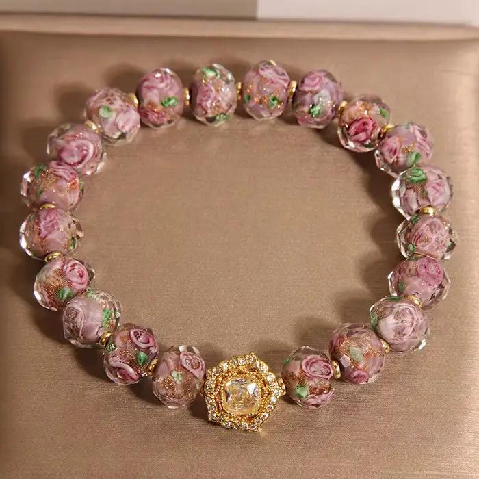 Nouveau Bracelet Perlé en Améthyste pour Femme