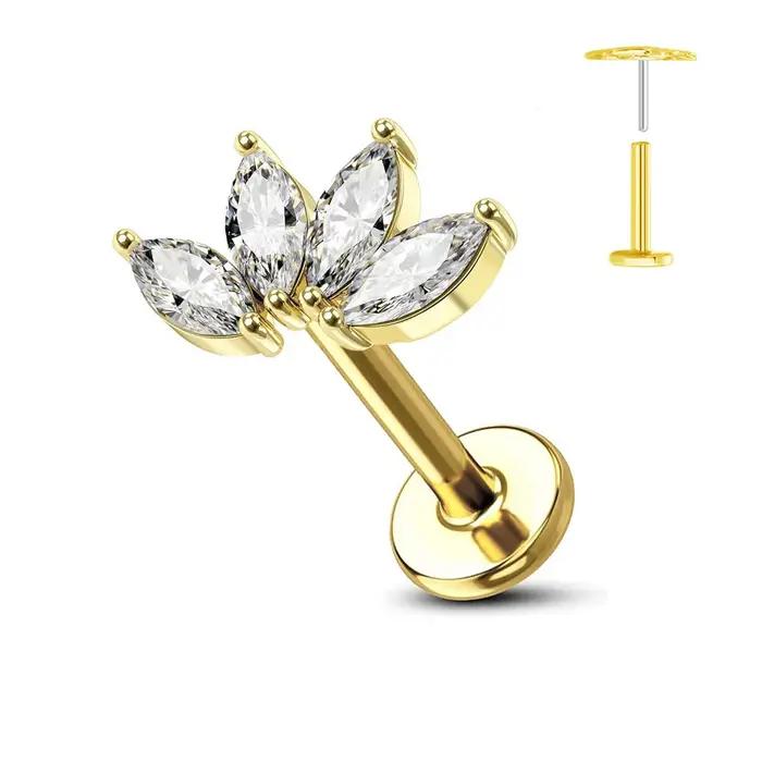 Boucles d'oreilles en titane et acier inoxydable avec motifs floraux et animaux de compagnie pour piercing et style élégant