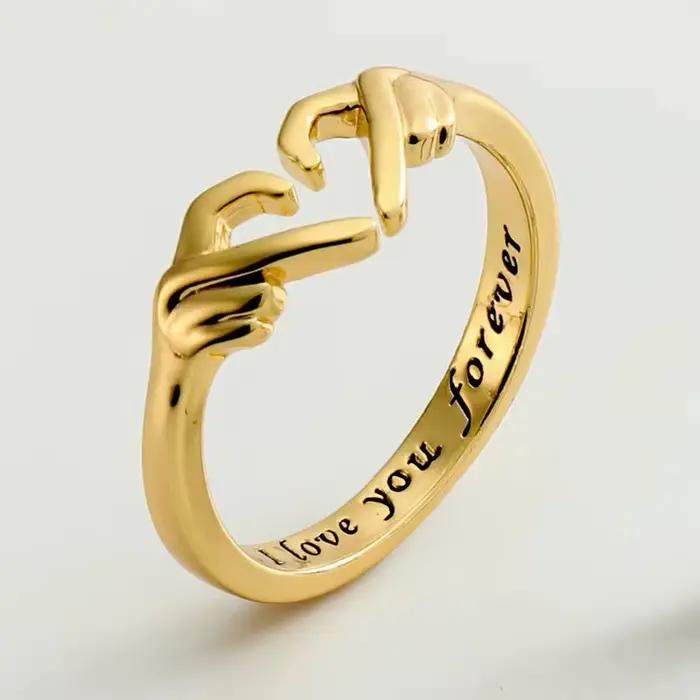 Bague romantique en forme de cœur pour femmes et hommes, je t'aime pour toujours, bague réglable pou