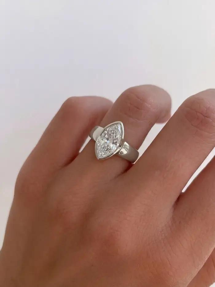 Bague en argent Sterling 925 en Zircon Marquise brillant
