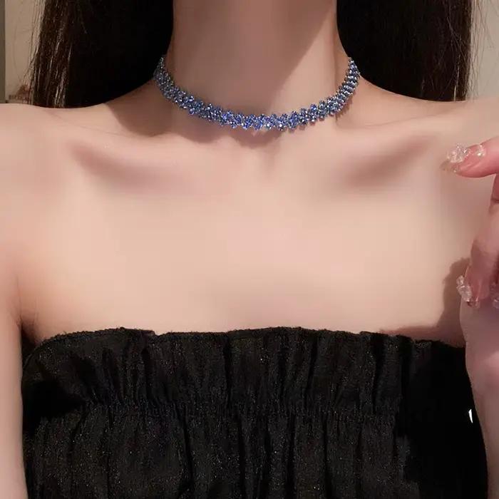 Collier Ras du Cou en Strass Brillants pour Femme