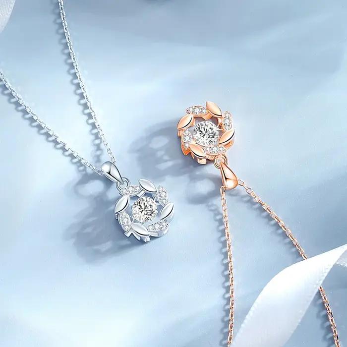 Moissanite femme pendentif argent collier pour femmes chaînes fête mariée bijoux fins 925