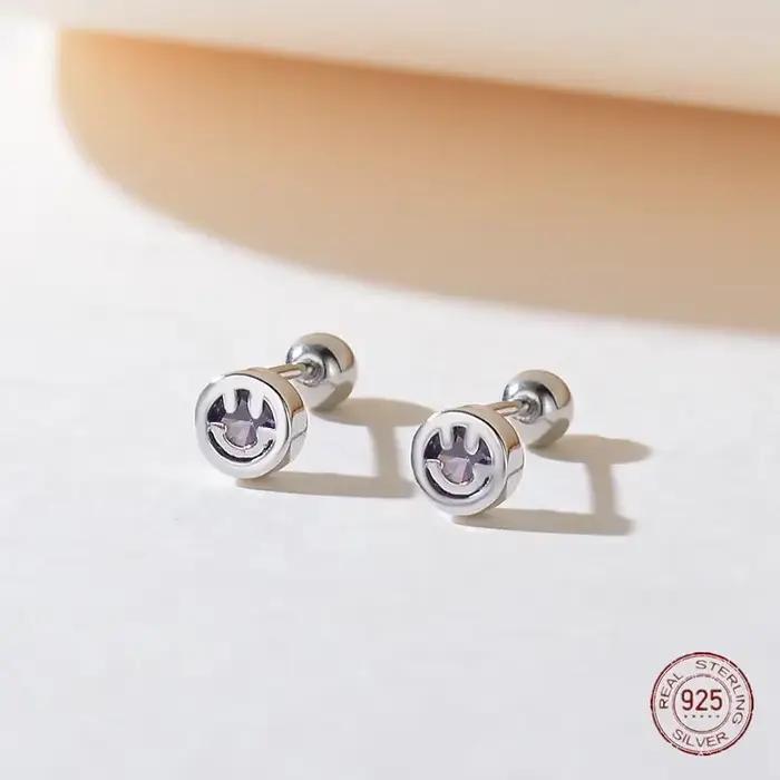 Boucles d'oreilles à tige en argent regardé 925 pour femmes, bijoux piercing coréens, cinq sens, vis