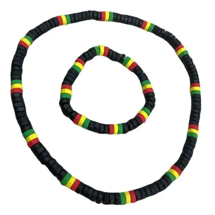 Collier créatif, ensemble de bijoux en perles de bois, bracelet élastique au design ethnique, access