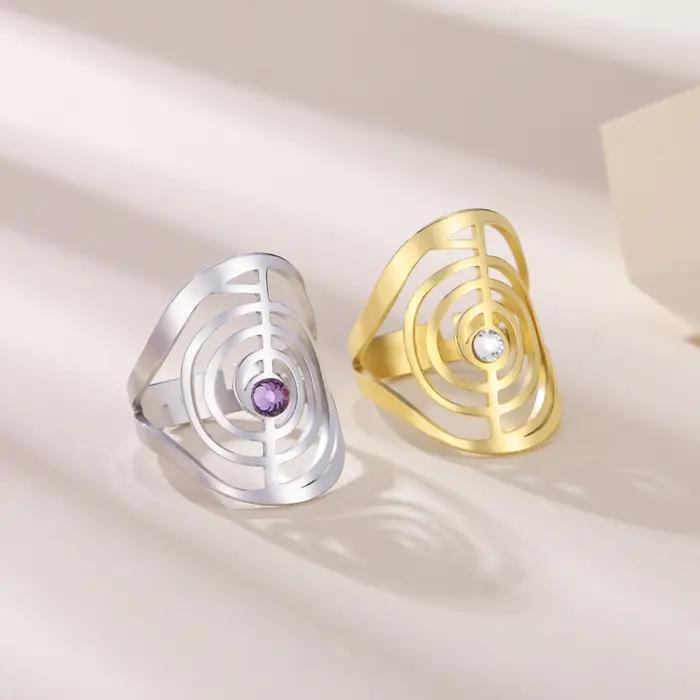 Bague Skyrim ChoKuRei avec zircon en acier inoxydable pour femme