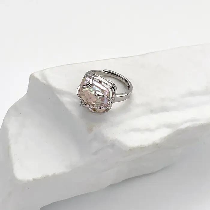 Bague en perles d'eau douce naturelles style baroque rétro européen élégante pour femmes occasions spéciales cadeau de luxe