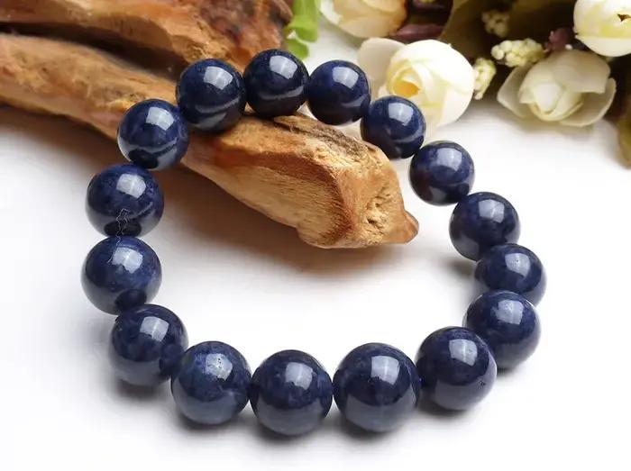 Bracelet en saphir bleu naturel pour femmes et hommes