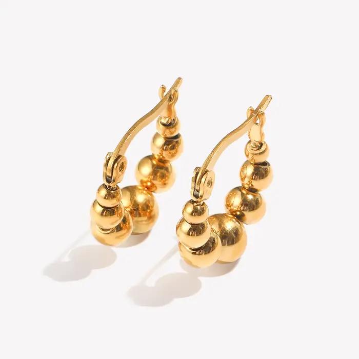 E.B.belle mignon belle Huggies petites perles boule boucles d'oreilles couleur argent doré
