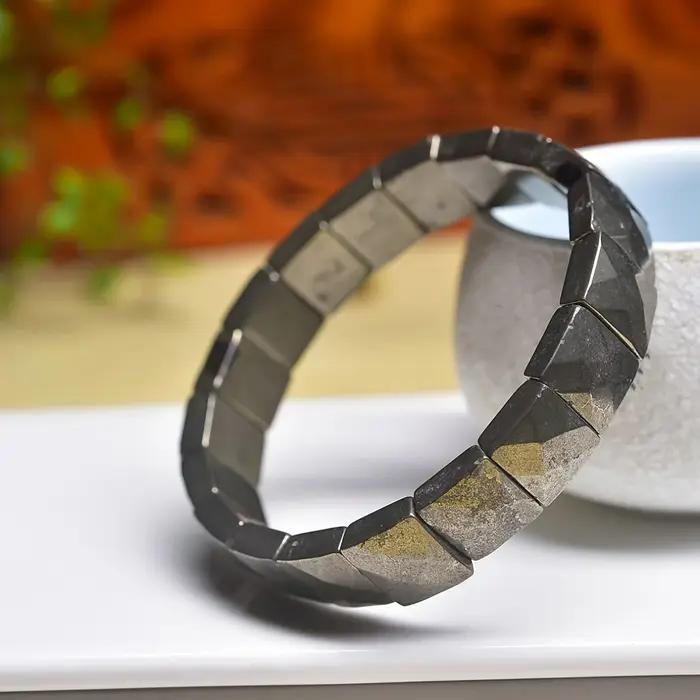 1 bracelet à facettes en pyrite naturelle