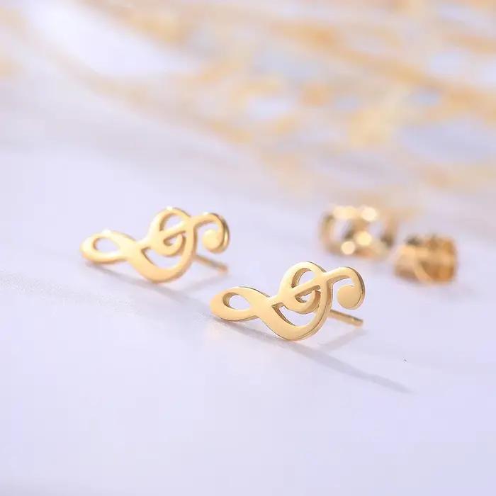 Boucles d'Oreilles en Acier Inoxydable en Forme de Note de Musique Cadeau Pour Femme Homme Sœur Occasions Spéciales