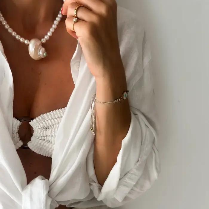 Collier pendentif en coquillage Simple et naturel pour femmes