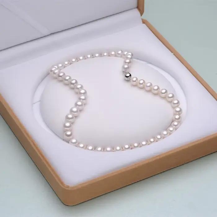 Collier de perles classique AAA7-8mm 8-9mm 9-10mm 10-11mm Collier de perles blanches classiques 18 p