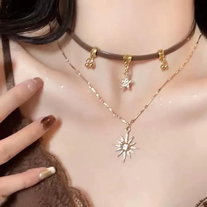 Collier en Zircon étoile du soleil pour femmes