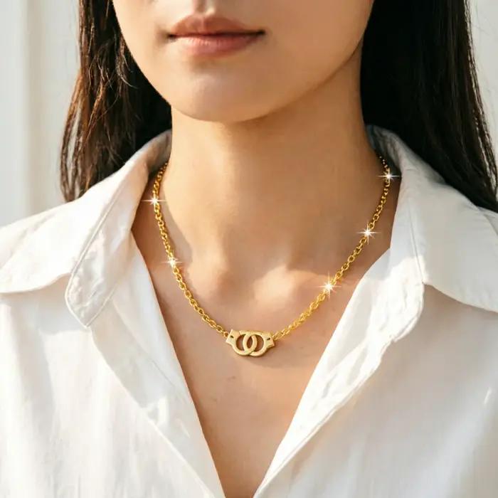 Collier pendentif menottes en acier inoxydable 316L