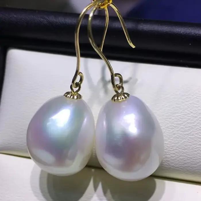 Boucles d'oreilles en perles baroques blanches, 12-13MM, crochet en or, cerceau, accessoires classiques, bijoux de mariage