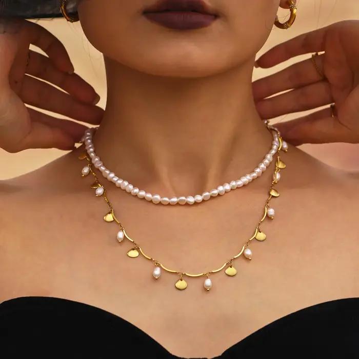 Collier de perles d'eau douce naturelles pour femmes