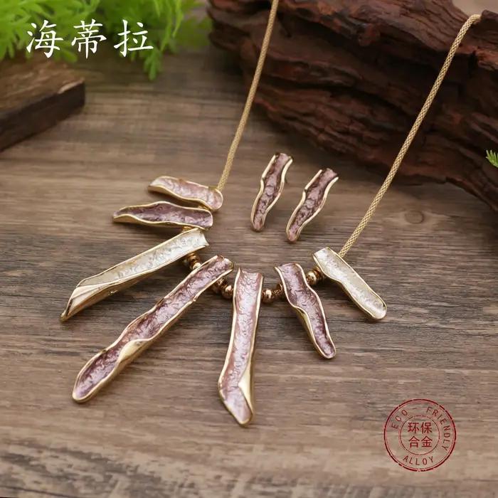 Ensemble de bijoux DIY boucles d'oreilles clous et collier géométrique en émail coloré pour femmes occasions spéciales